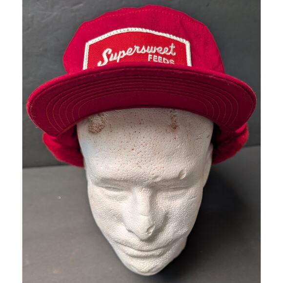 Vtg Supersweet Feeds Patch Farmer Trucker Hat ADULT SIZE MED/LG K-Brand USA Red - Picture 9 of 11